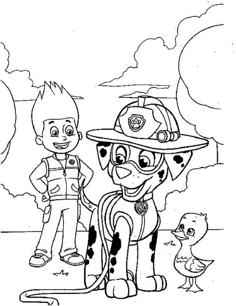 Ryder and marshall paw patrol coloring page