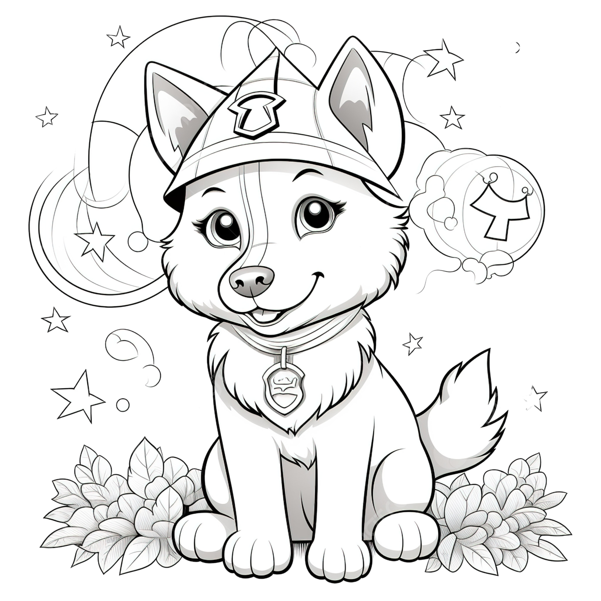 Coloring book with a cute cartoon halloween witch husky dog front the moon coloring pages husky dog cartoon png transparent image and clipart for free download