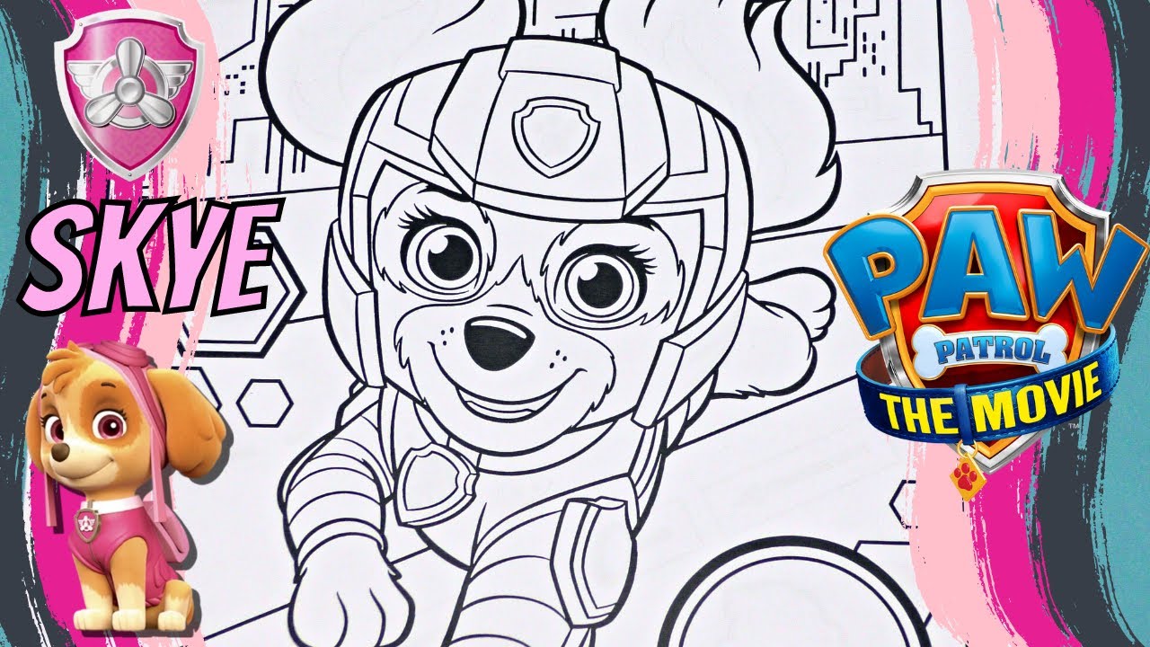 Paw patrol skye paw patrol the movie skye coloring page paw patrol the movie color book yes