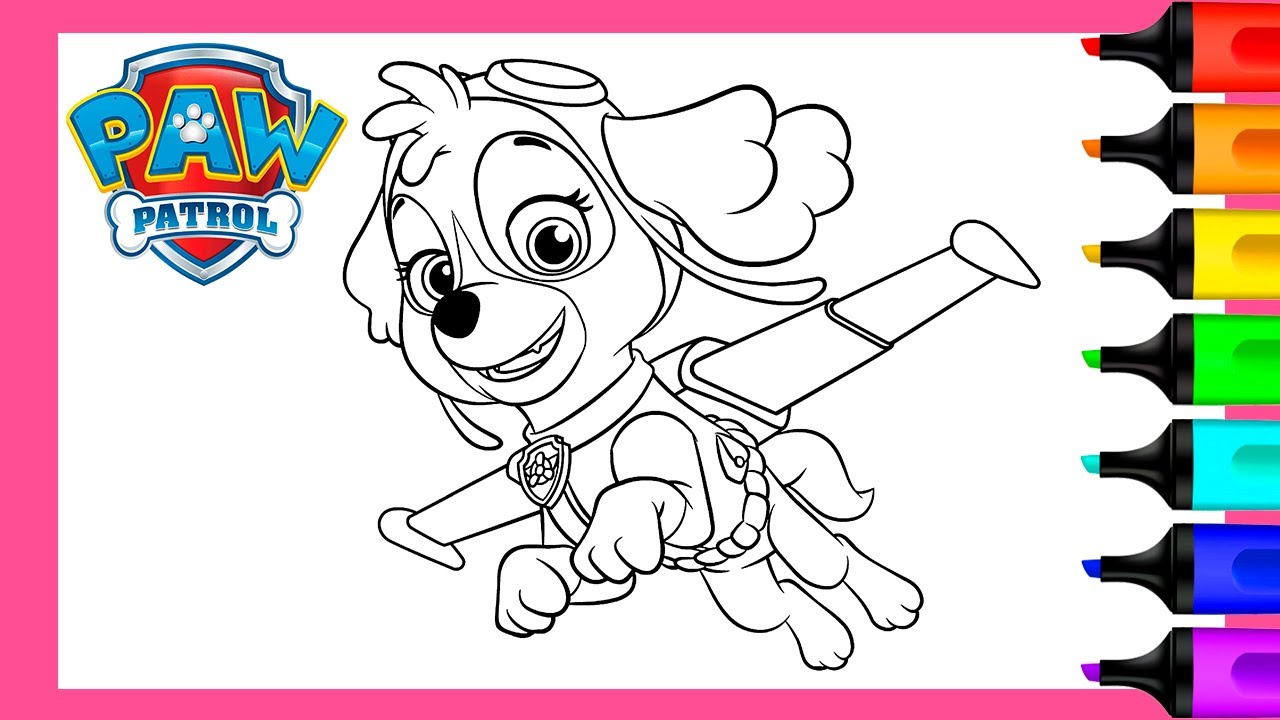 Flying skye paw patrol coloring pages paw patrol coloring pages