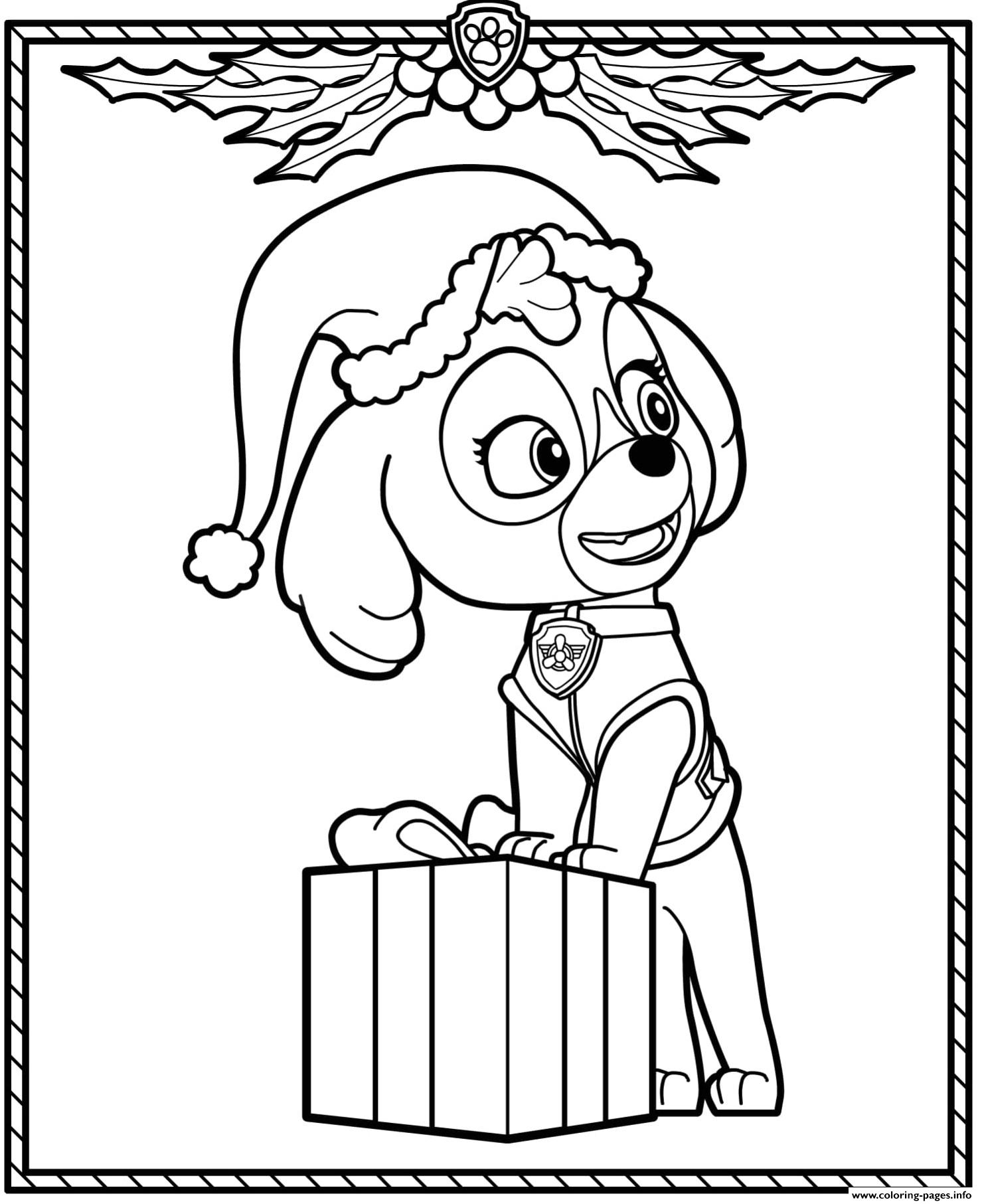 Paw patrol holiday christmas skye coloring page printable