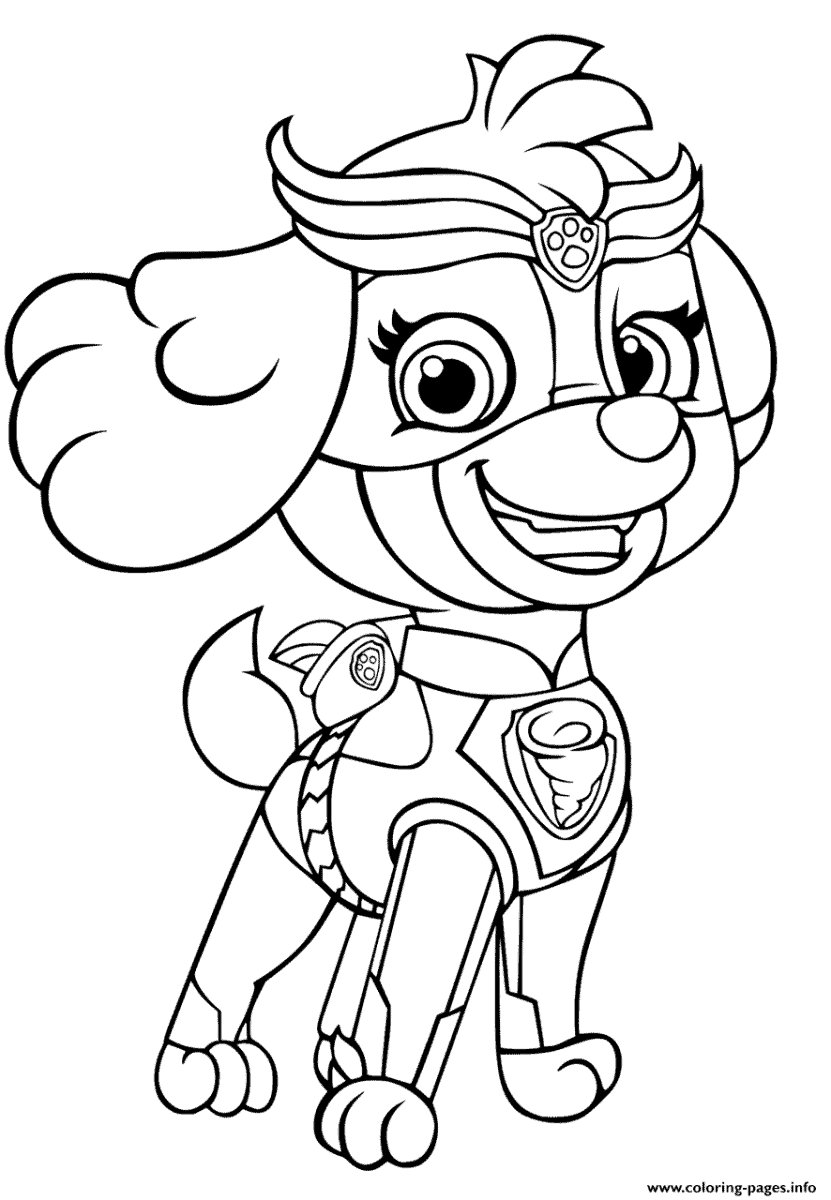 Cute paw patrol skye coloring pages free