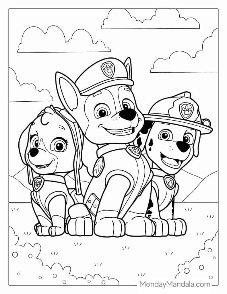 Paw patrol coloring pages free pdf printables