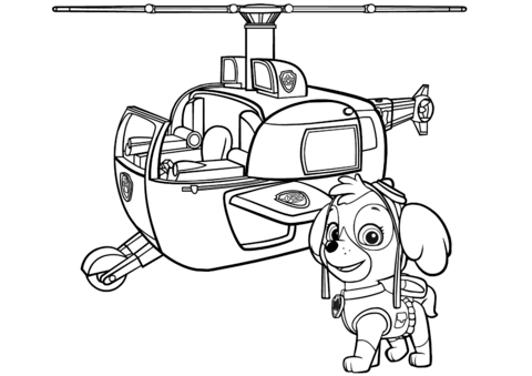 Paw patrol skyes helicopter coloring page free printable coloring pages