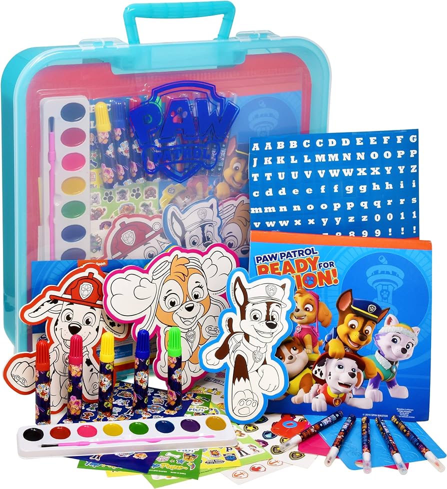 Paw patrol coloring and activity book set color mess free craft art kit for kids includes drawing pad markers stickers toys games