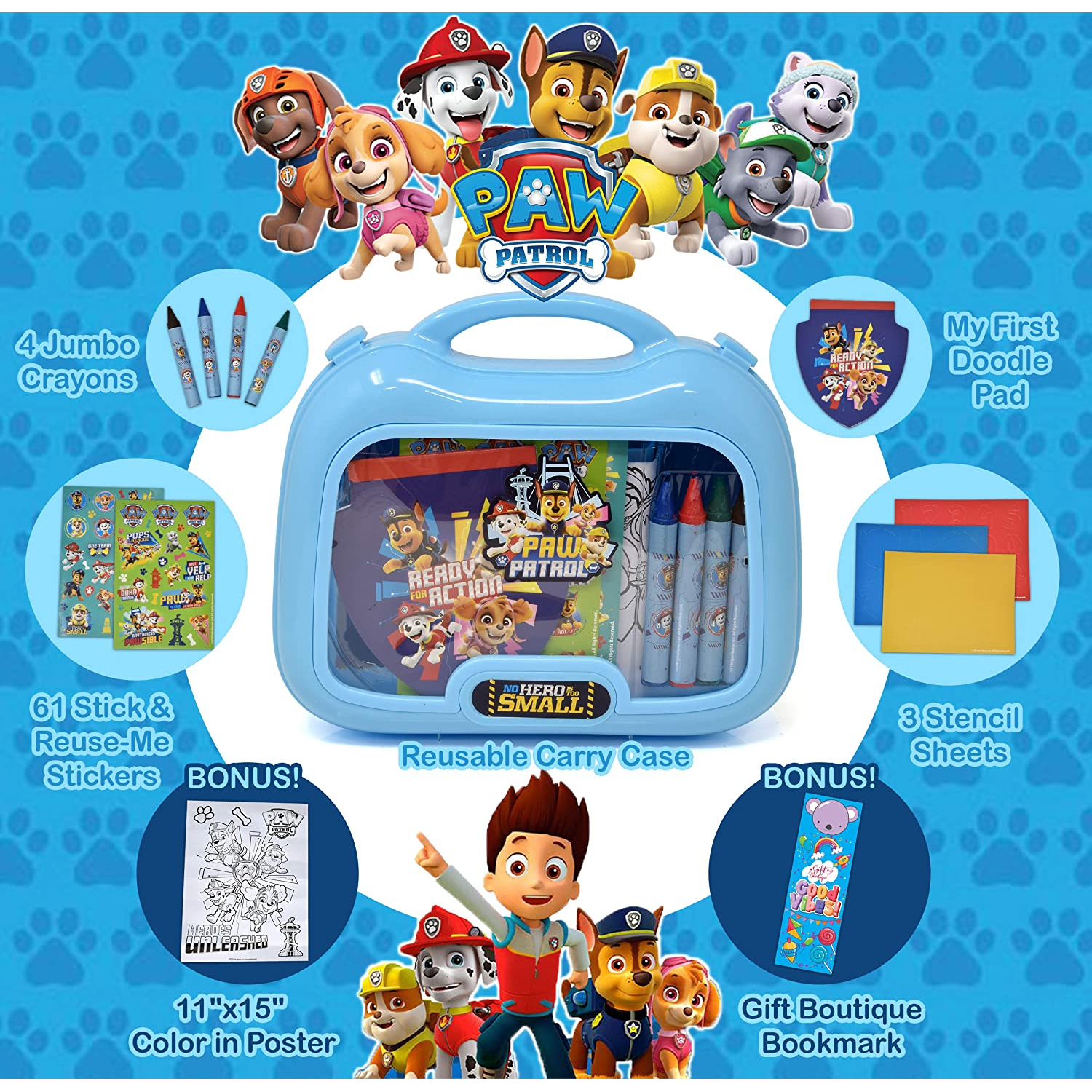 Paw patrol art set in plastic carry case