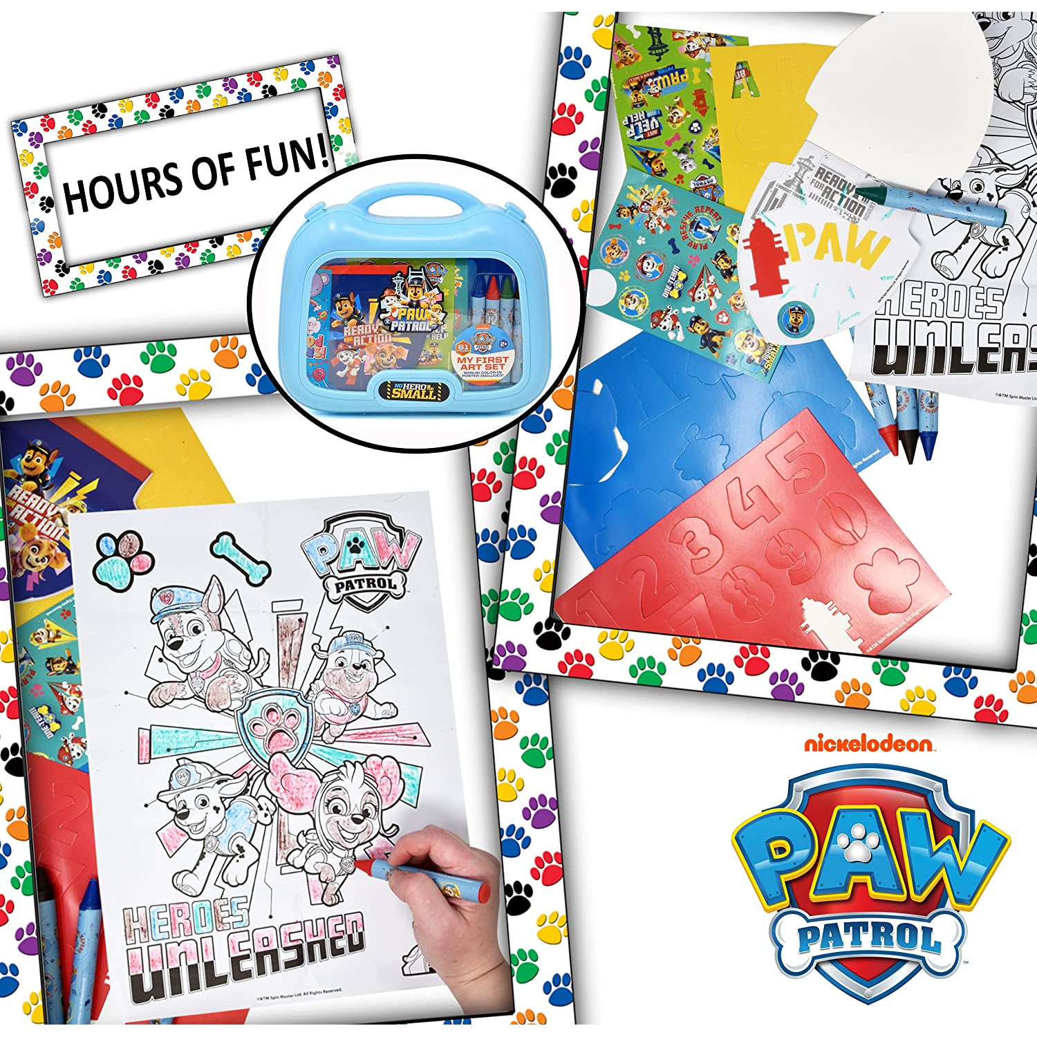 Paw patrol art set in plastic carry case