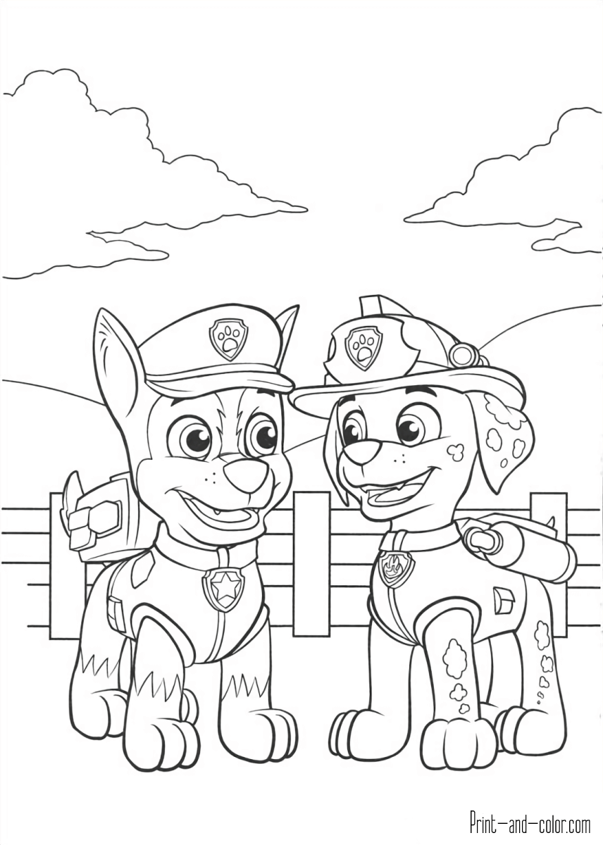 Paw patrol coloring pages print and color