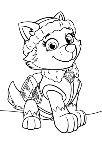 Paw patrol everest coloring page free printable coloring pages