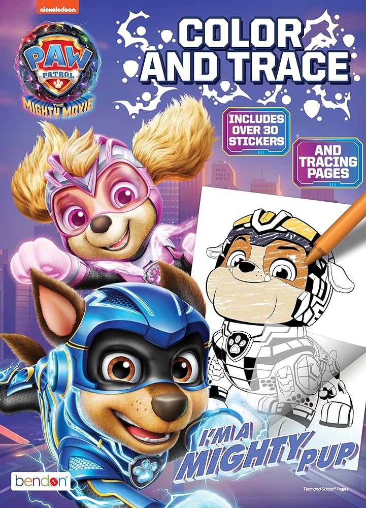 Paw patrol the mighty move page color and trace coloring activity book bendon toys games