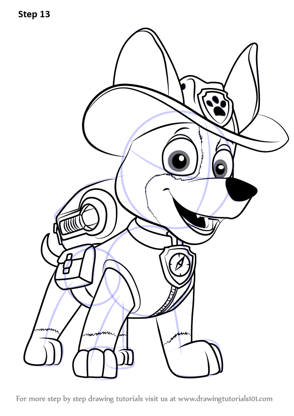 How to draw tracker from paw patrol paw patrol step by step