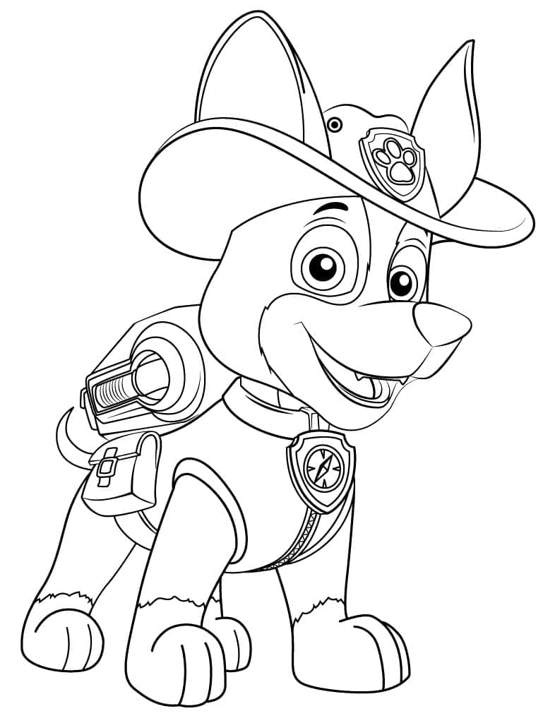 Smiling tracker paw patrol coloring page