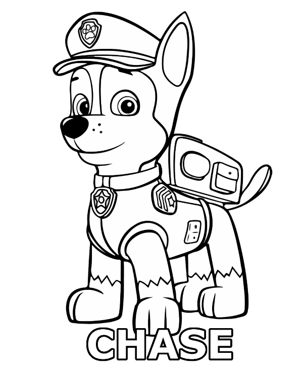 Chase coloring page paw patrol