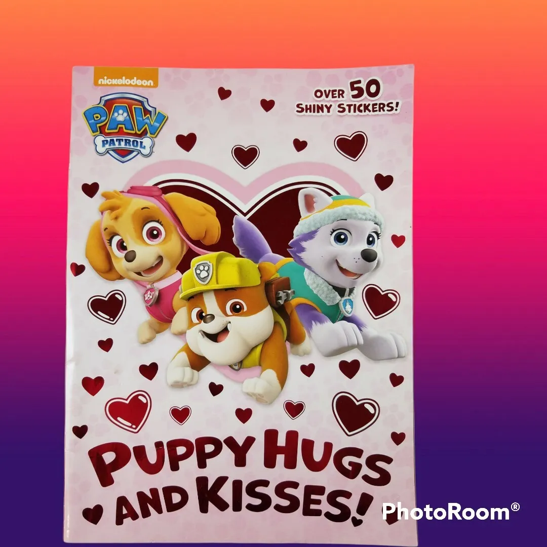 Paw patrol puppy hugs and kisses kids childs book over sticker fun activities