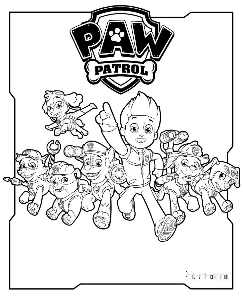 Paw patrol coloring pages print and color