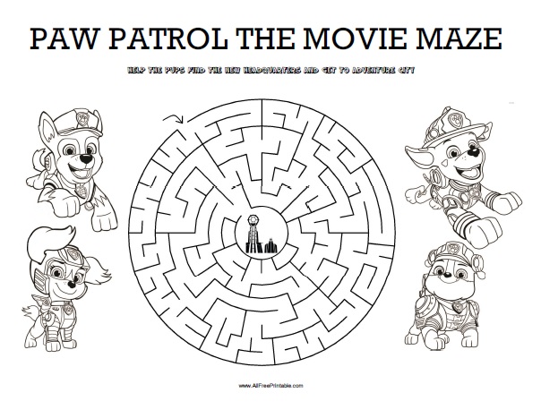 Paw patrol the movie maze â free printable