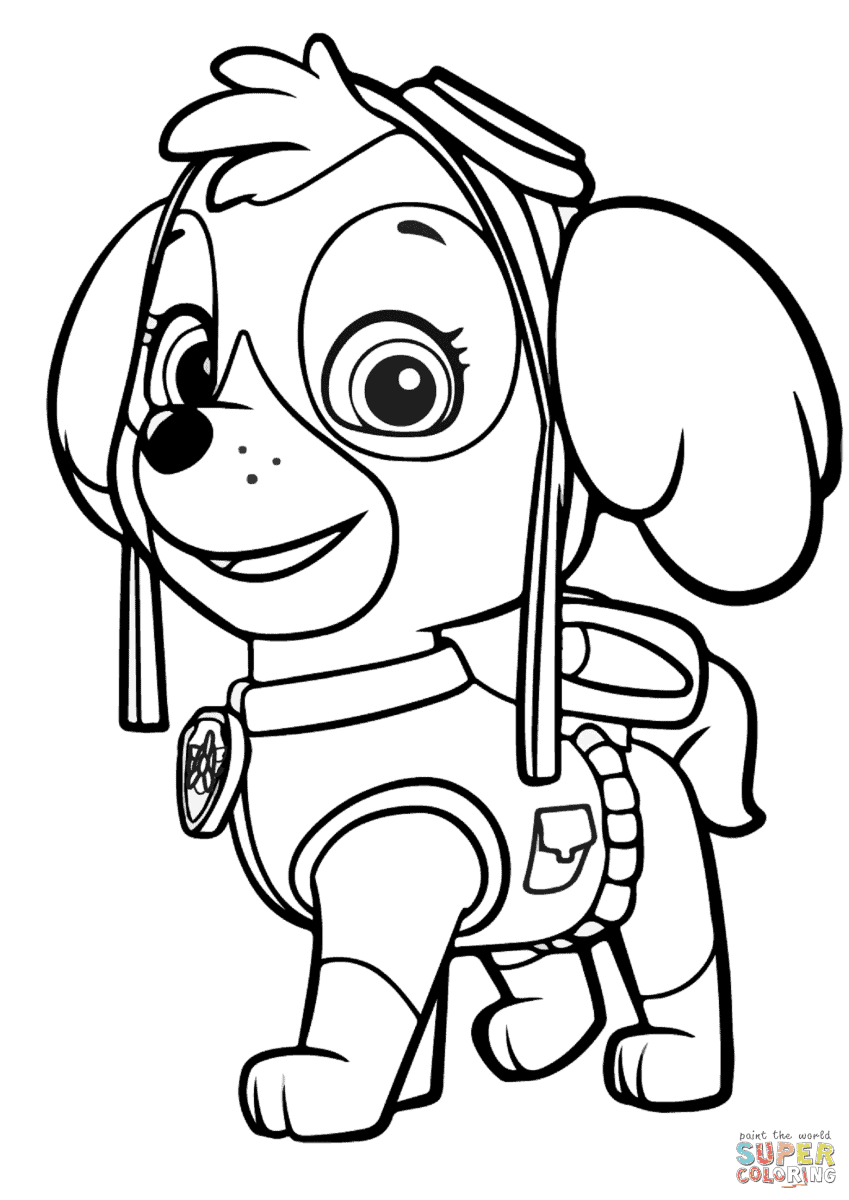 Cute paw patrol skye coloring pages free