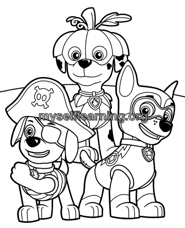 Paw patrol cartoons coloring sheet instant download