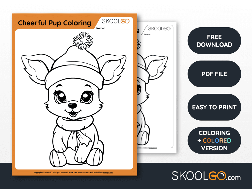 Cheerful pup coloring worksheet