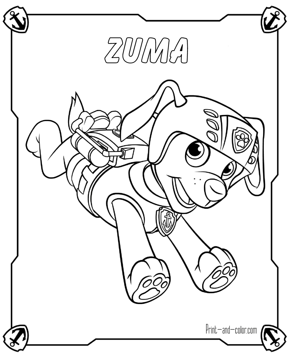 Paw patrol coloring pages print and color