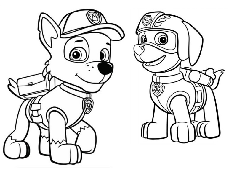 Coloring page paw patrol zuma and rocky