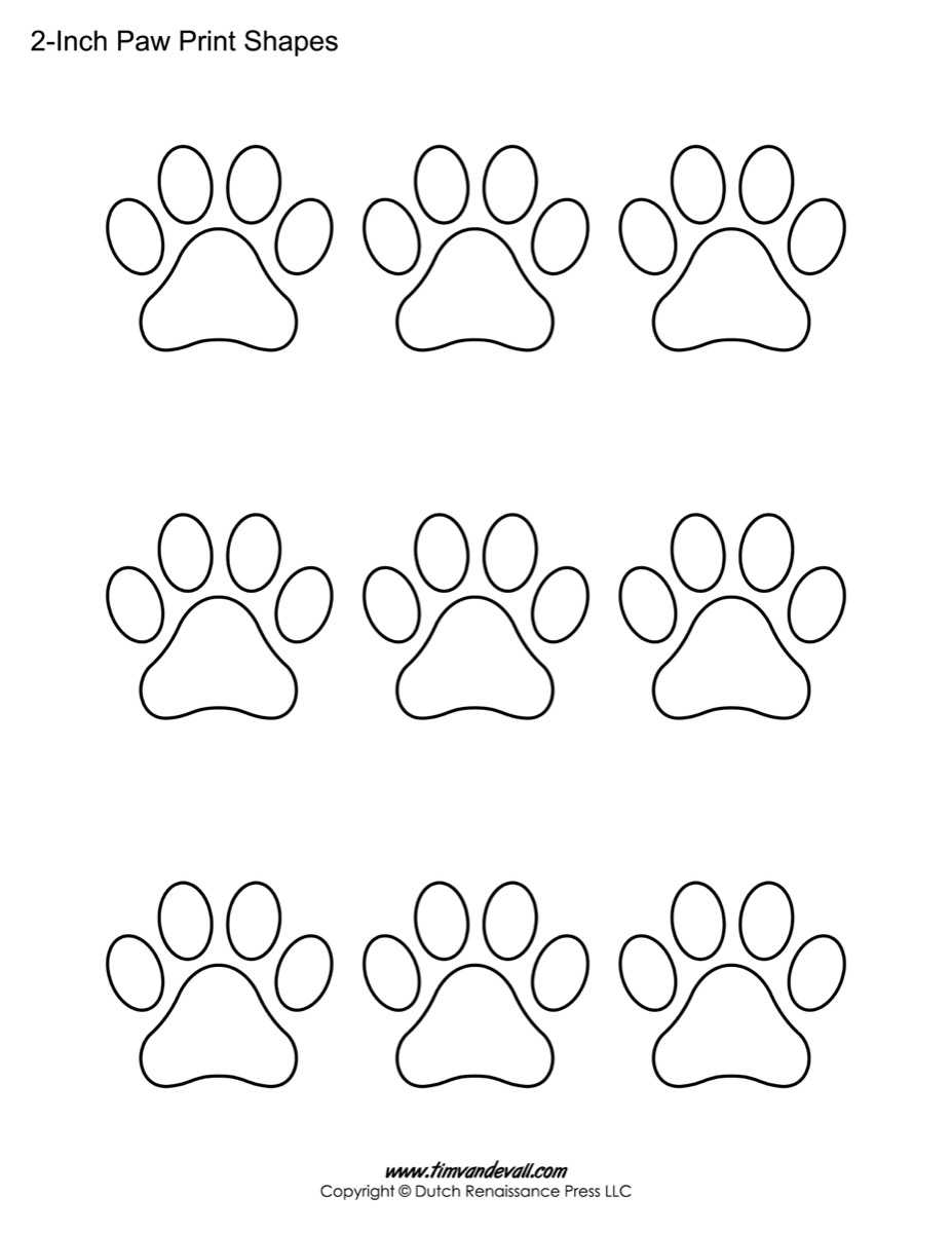 Paw print template shapes â tims printables