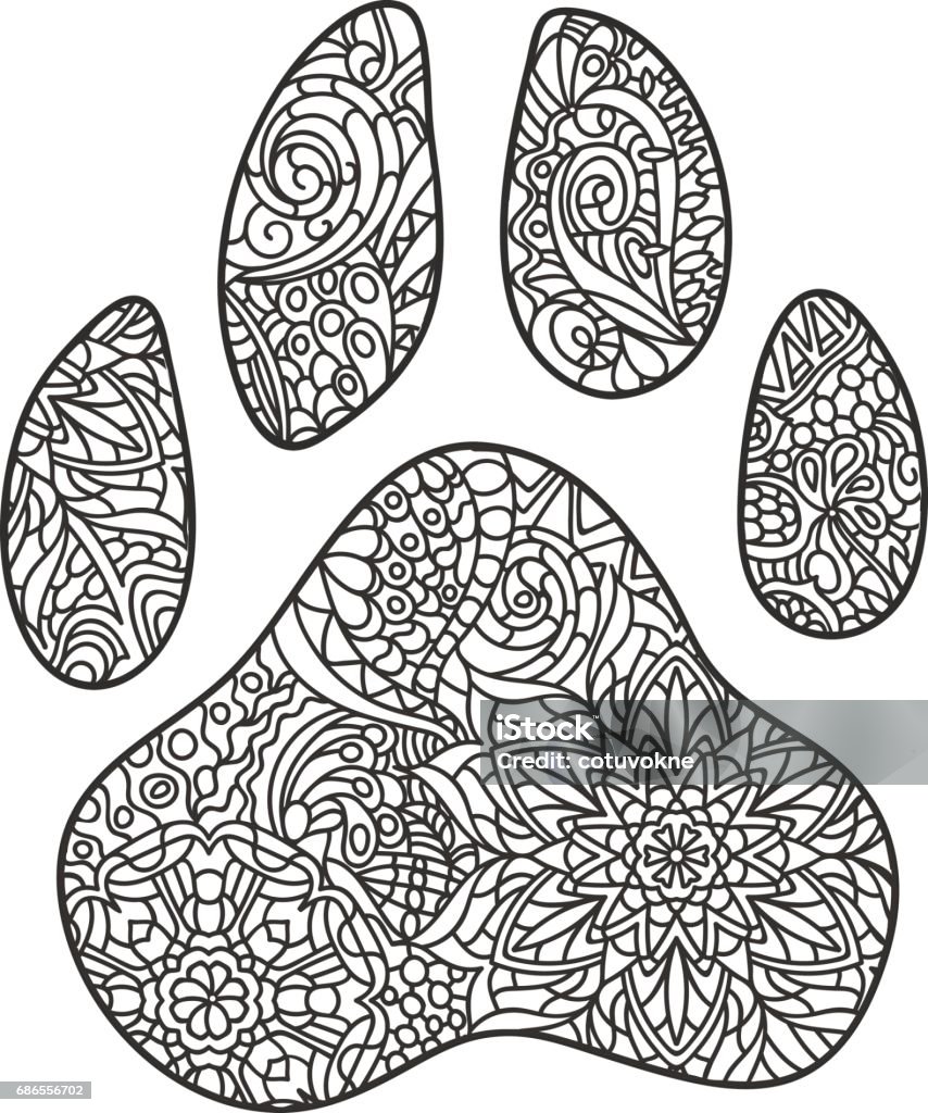 Dog paw print zentagle stock illustration