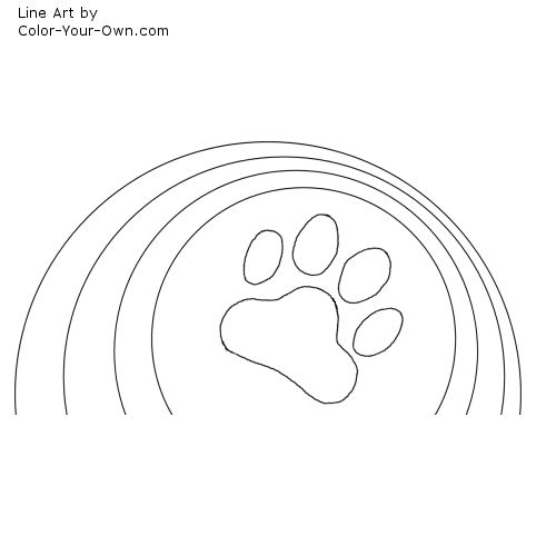 Rainbow and paw coloring page