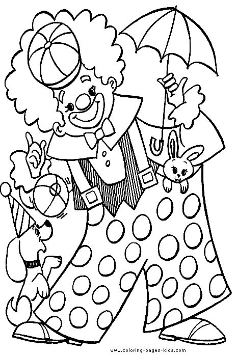 Clown pictures for kids to color