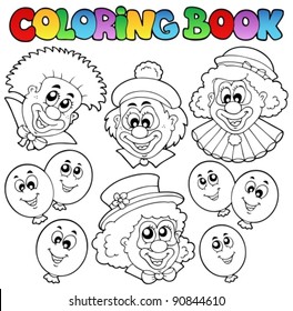 Libro de colorear con payasos divertidos vector de stock libre de regalãas