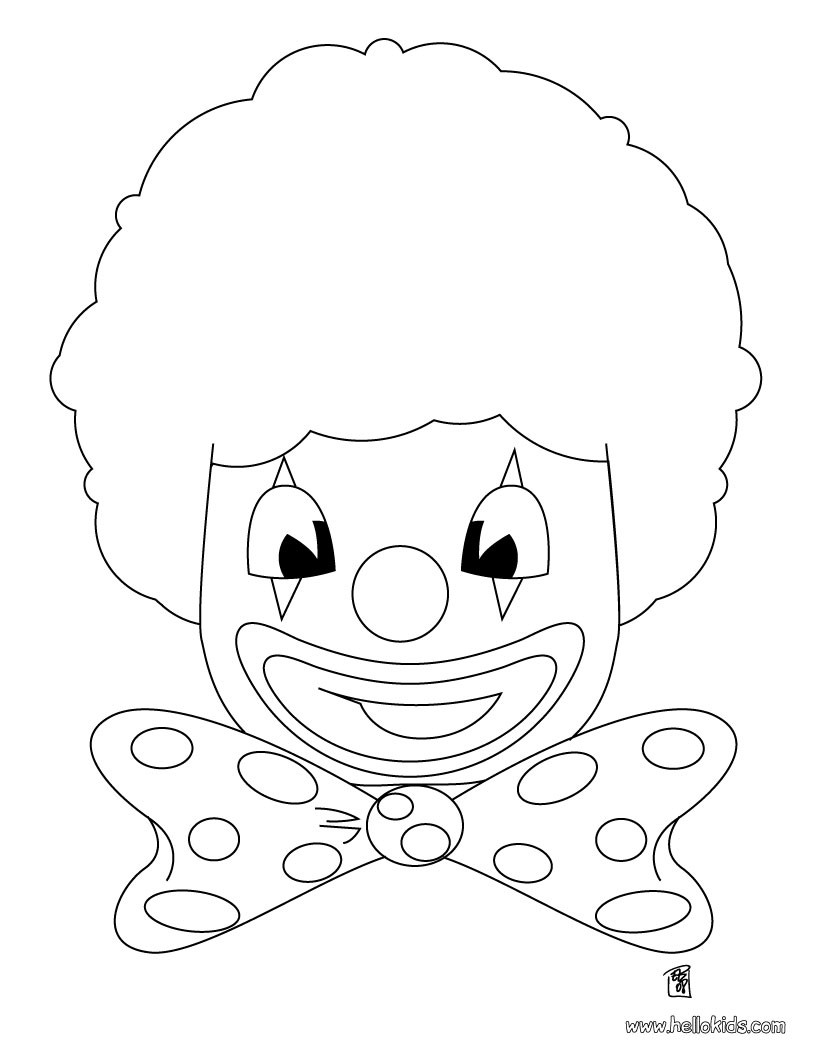 Clown head coloring pages