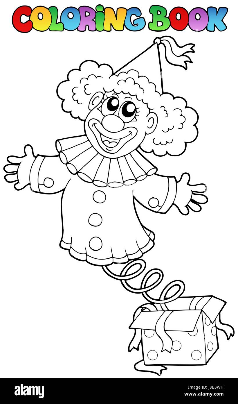 Coloring book cheerful clown picture hi