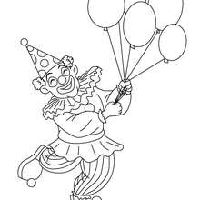 Clown with balloons coloring pages