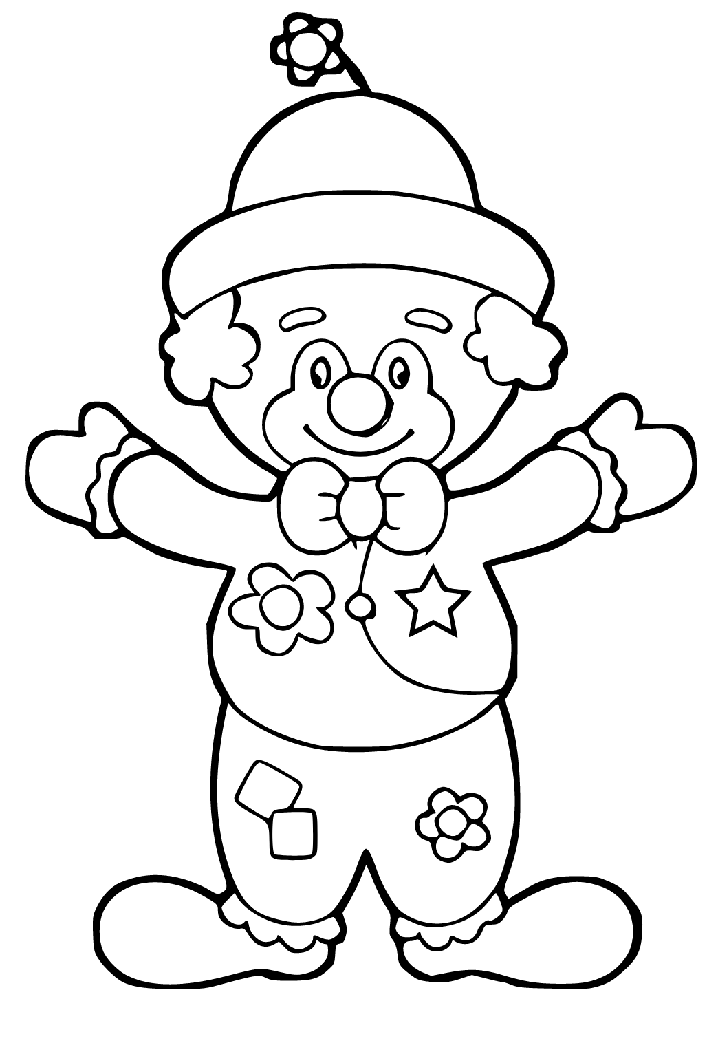 Free printable clown cute coloring page for adults and kids