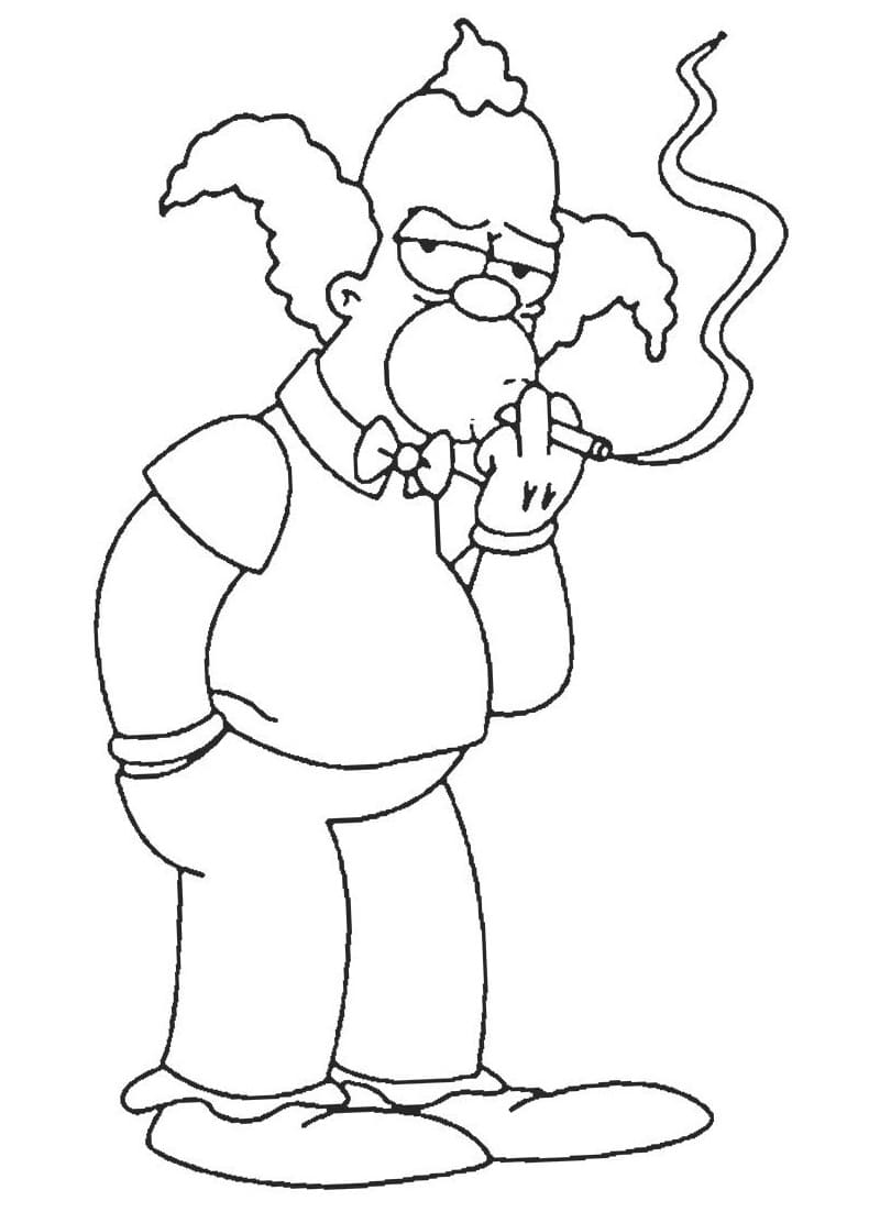 Krusty from the simpsons coloring page