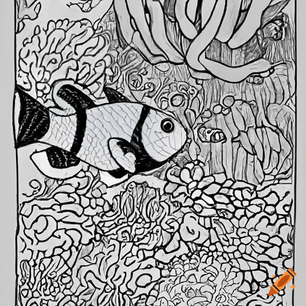 Colouring book fish on