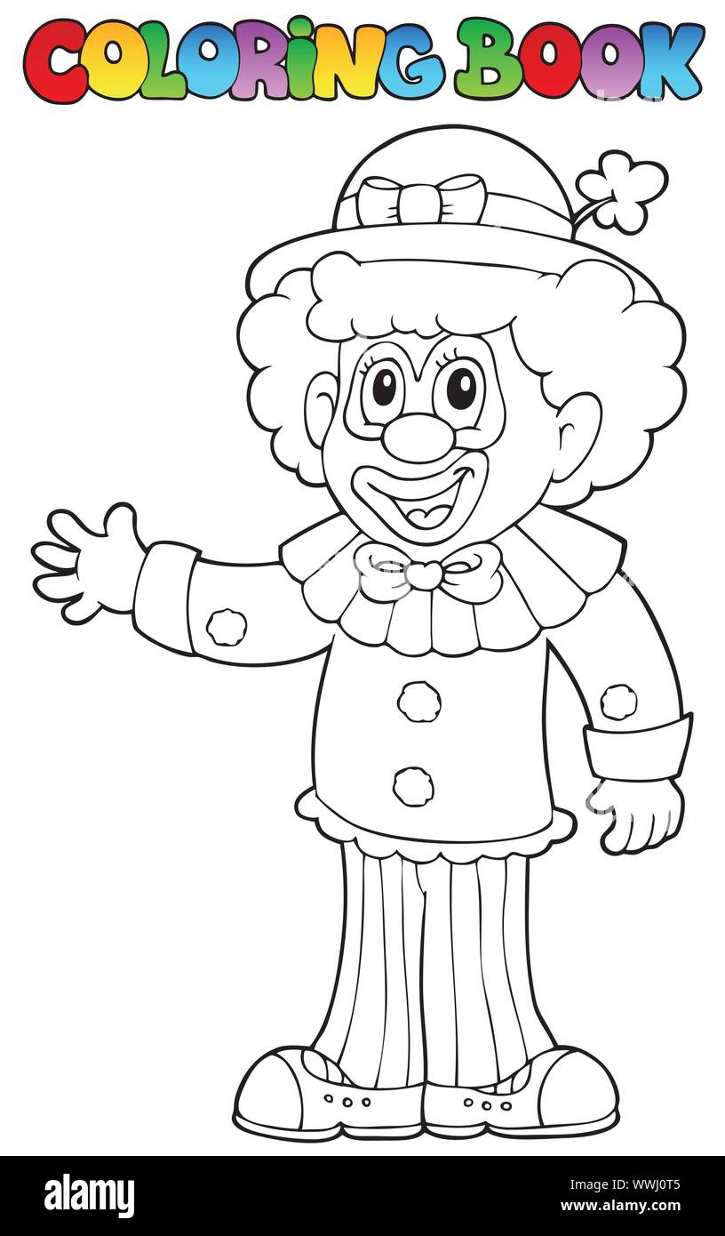 Coloring book with cheerful clown stock vector image art