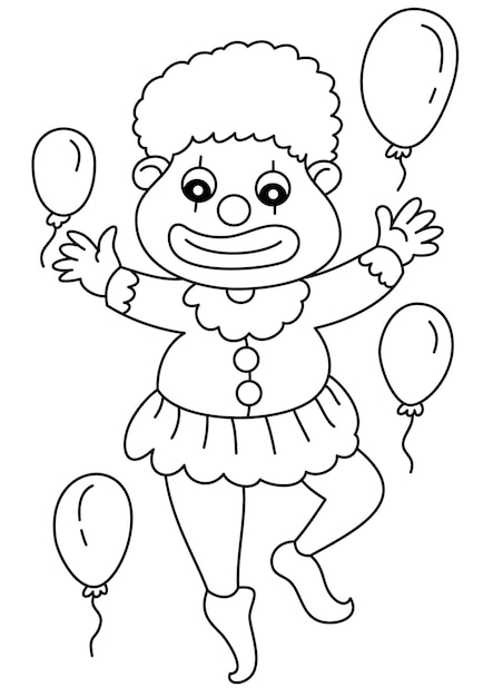 Premium vector hand drawn clown smile cute for coloring page or book