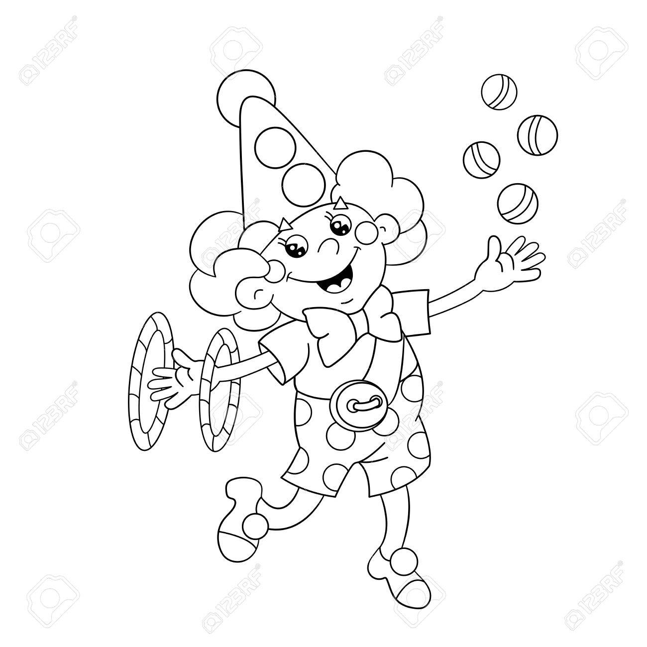 Coloring page outline of a funny clown juggling balls royalty free svg cliparts vectors and stock illustration image