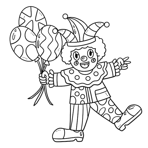 Premium vector birthday clown isolated coloring page for kids