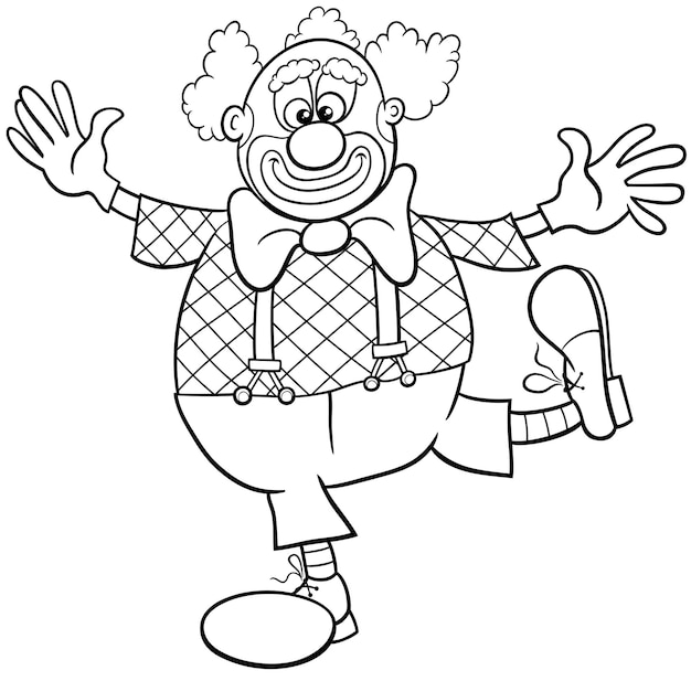 Premium vector cartoon circus clown ic character coloring page