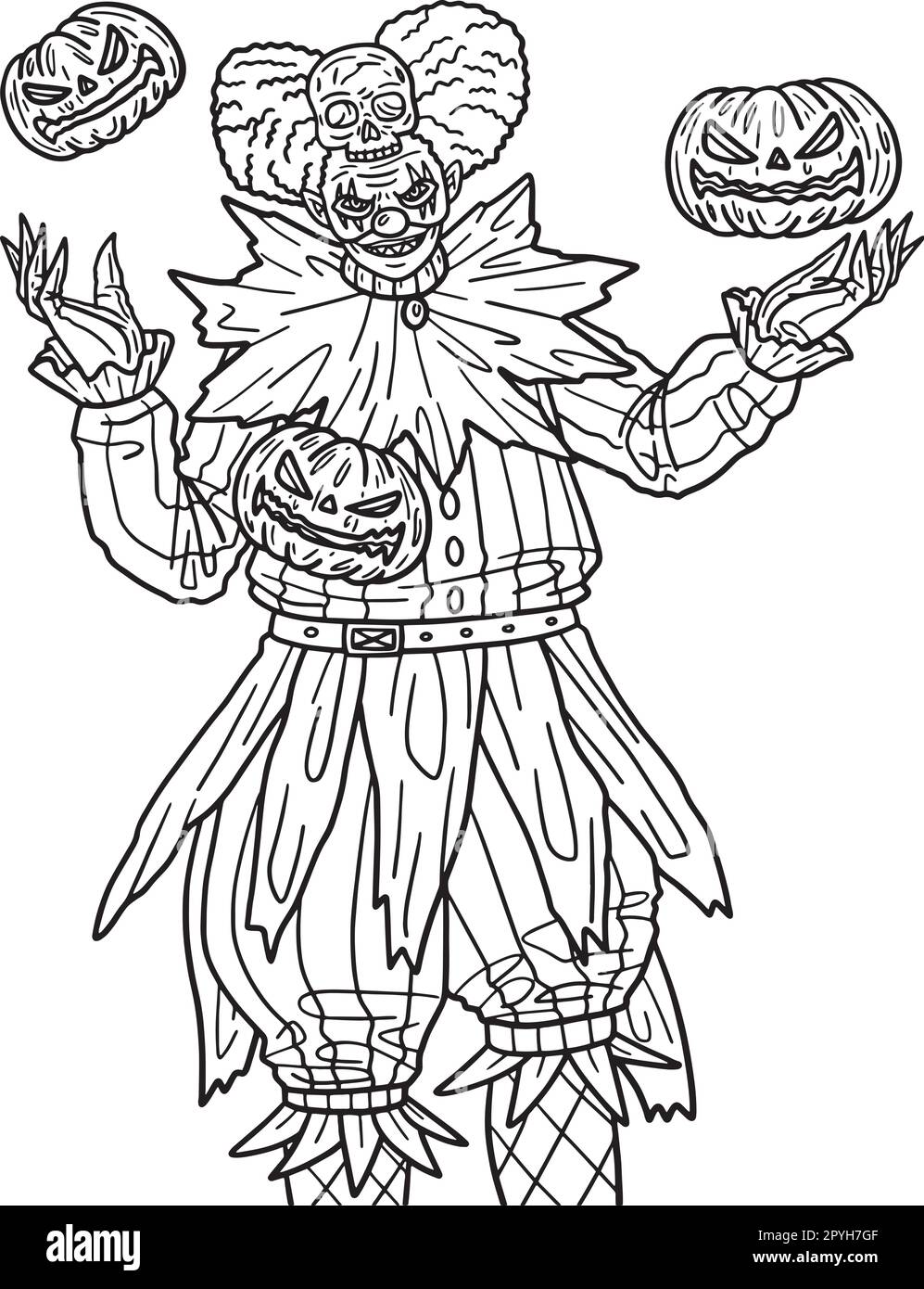 Halloween clown isolated coloring page for adults stock vector image art