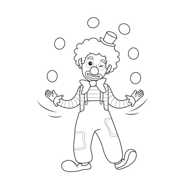 Clown coloring pages stock illustrations royalty