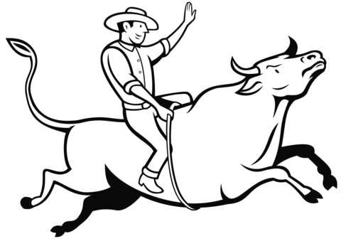 Rodeo cowboy bull riding coloring page free printable coloring pages