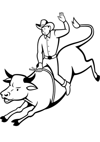 Rodeo bull rider coloring page free printable coloring pages