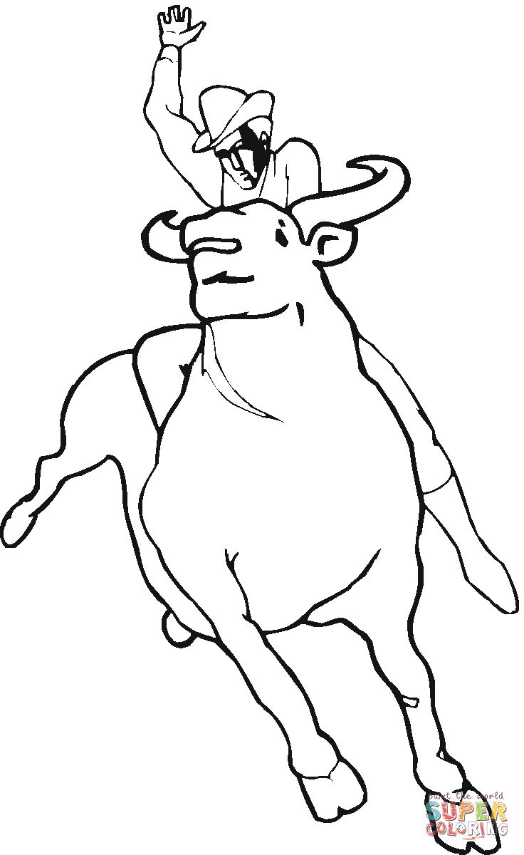 Bull rodeo coloring page free printable coloring pages