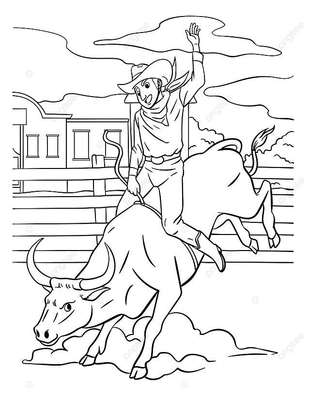 Dibujo de vaquero toro jinete pãgina para colorear niãos ilustraciãn quema diseão vector png dibujos dibujo de vaca dibujo de rata dibujo de vaquero png y vector para dcargar gratis