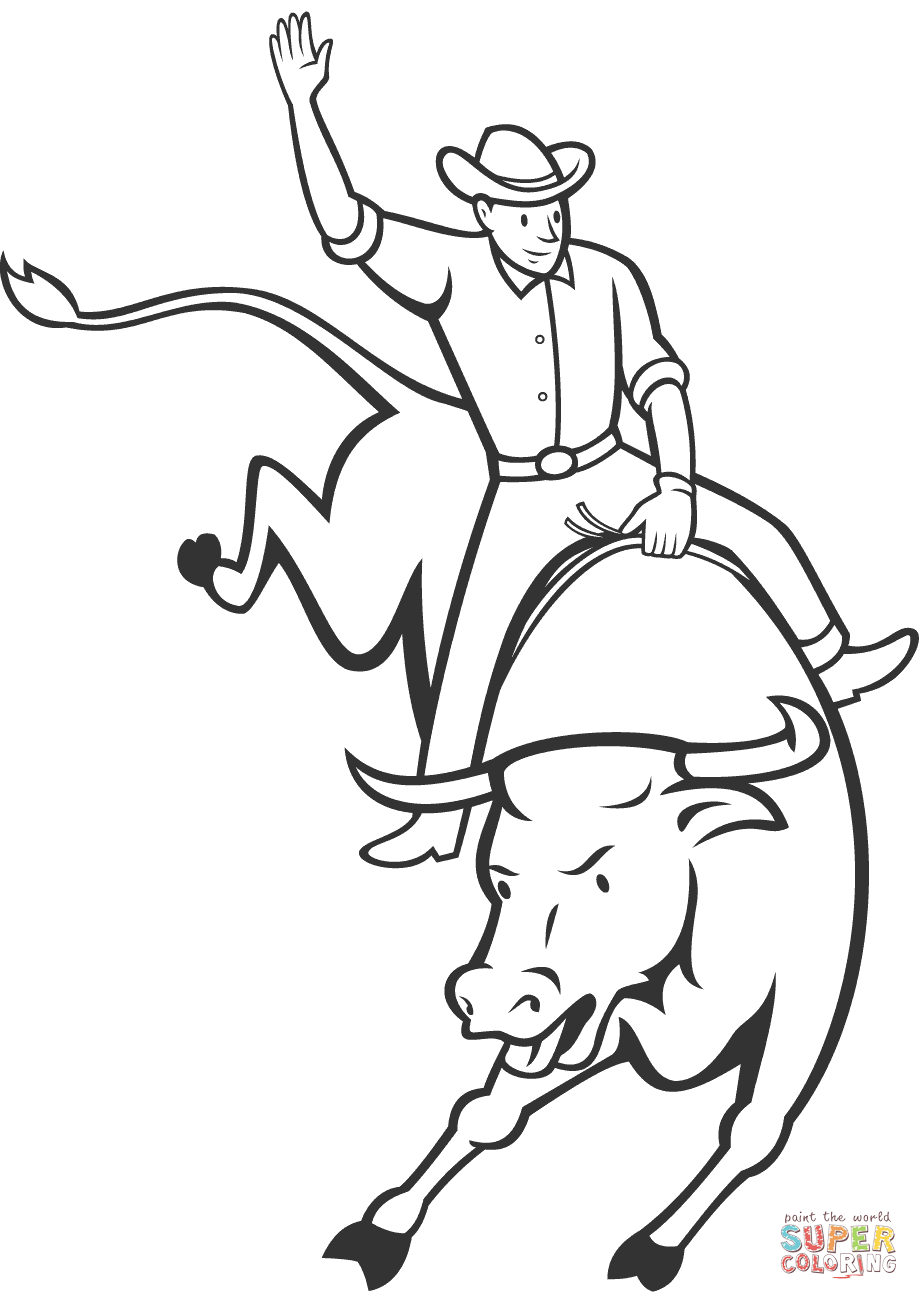 Rodeo bull riding coloring page free printable coloring pages