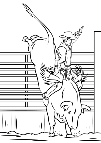 Bull riding rodeo coloring page free printable coloring pages