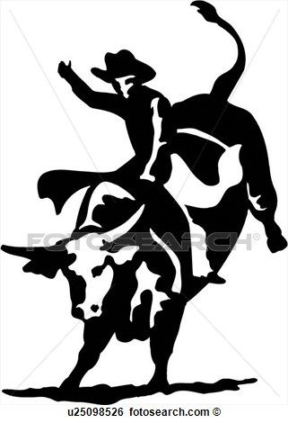 Clip art of animal bull bull riding cowboy horse rodeo southwest sport western u